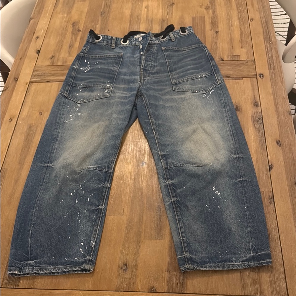 Free People “we the free” paint splatter barrel jeans size 28
